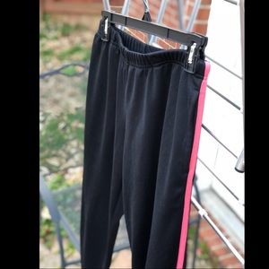 Black Track Pants with Pink Stripe
